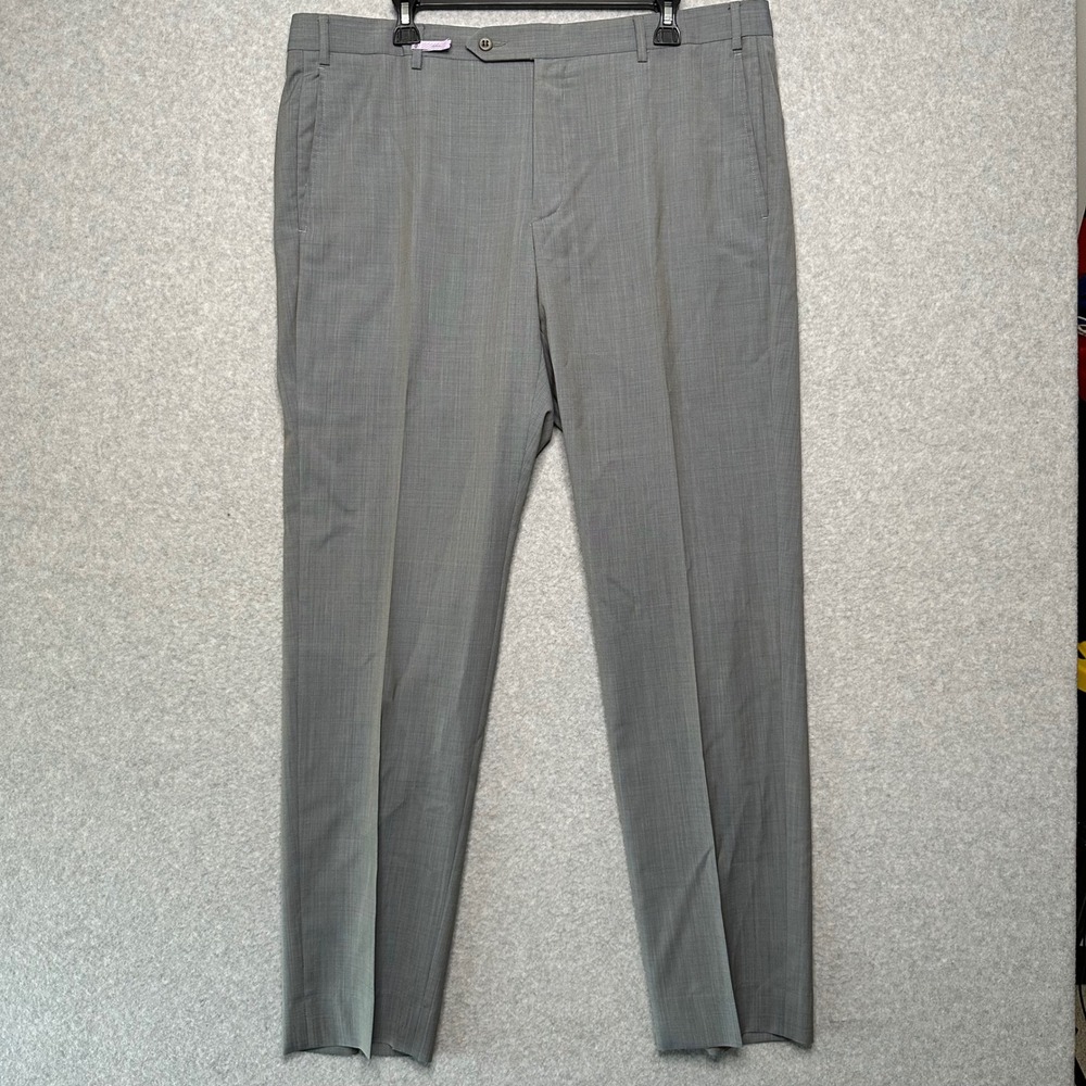 Zanella Parker Mens Grey 100% Wool Flat Front Dress Pants Made in Italy Size 38